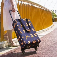 마벨인홈 접이식 장바구니 손잡이 캐리어 대용량 바퀴 쇼핑카트, 1개, 네이비 폭스