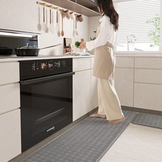 PVC 미끄럼방지주방 발매트 항피로 방수 방수 및 방유주방 pvc 발매트 120x44cm주방 발매트주방발매트, 1개, 연한 회색