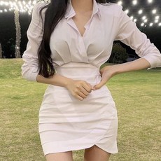 JQS 44~77 빅사이즈 바디핏 셔츠 원피스 2621