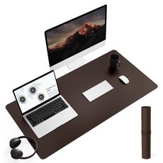 내추럴익스플로 방수 가죽 키보드 800 400 마우스 장패드, 1개, 다크 브라운