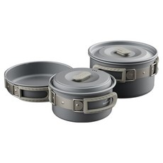 네이처하이크 아웃도어 캠핑 냄비 1.7L + 프라이팬 17.5cm + 냄비 1L 세트, 블랙, 1세트