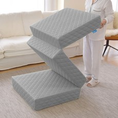 블루몽 시어서커 3단 접이식 매트리스 국내생산 탄탄한 토퍼, 그레이, 15cm