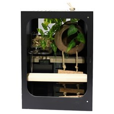 빌드몬스터 도마뱀 파충류 크레스티드게코 사육장 화이트 블랙 세트 25x25x35(cm), 1개, 블랙 B타입세트