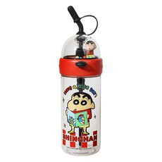 [짱구는 못말려] 어린이 트라이탄 빨대식 대용량 620ml 물병 물통/귀여운 피규어 장난감 놀이감, 레드, 1개