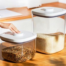 진공락 진공쌀통 냉장고 밀가루통 쌀 잡곡 보관함 대용량 쌀통 밀폐 쌀독 5kg / 10kg, 투명