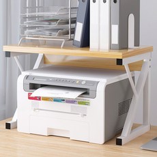 정싱 다용도 2단 프린터 복합기 받침대 선반 이동식 데스크탑 거치대, 1개, 얕은호두색