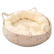 플랜비 반려묘 사계절 침대 바구니, 1개, 쿠션포함화이트