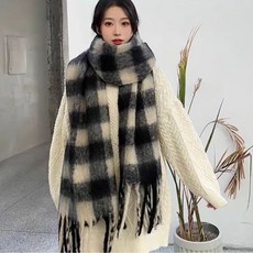 바니엘 겨울 목도리 체크 머플러 오버핏