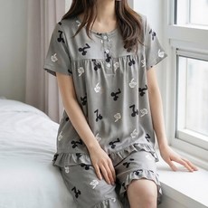 민트코코아 여성용 냉감 쿨 잠옷 상하의 세트 넘버플레이