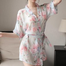 플라워 시스루 가운슬립세트