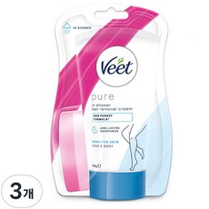 veet 인샤워 제모 크림 민감성 피부용, 150g, 3개