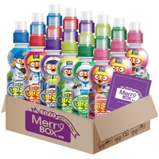 팔도 뽀로로음료 18개(밀크x3+딸기x3+사과x3+샤인머스캣x3+블루베리x3+복숭아x3)+메세지카드, 1박스, 235ml, 18개