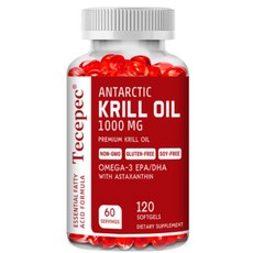 남극 크릴오일 1000mg 오메가-3 EPA DHA 아스타잔틴 인지질 함유로 두뇌와 심장건강 지원, 3개, 120정