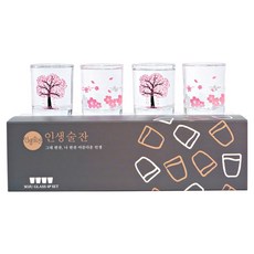 인생술잔 벚꽃 봄꽃 소주잔 60ml, 4개, 1세트