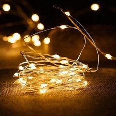 LED와이어전구 조명램프 2M + 건전지, 웜화이트, 1개