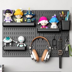 무펀칭 주방 수납 정리 진열대 다용도 홀 선반, 1개, 블랙