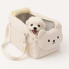 컴포트펫하우스 카시트 강아지 애견 이동가방 이동장 센터콘솔 펫바구니 이동식캐리어 아이보리