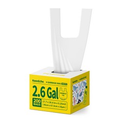 KeenEcho 흰색 미니 손잡이 쓰레기봉투 무향 HDPE 누수방지 찢어짐방지 주방 침실 욕실 화장실 사무실용, 200개, 10L