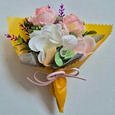 성묘 납골당 봉안당 추모원 꾸미기 핸드메이드 실크플라워 리스9종 미니꽃다발10종 미니화병3종, 1개, 꽃다발 장미 피치