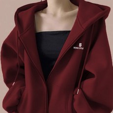 여성용 여러 색상의 후드 프린트 지퍼 후디 DL2382