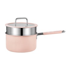 CookNest 인덕션 통3중 316 스텐 편수냄비 이유식 찜기 냄비, 1개, 핑크, 16cm
