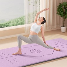 Tooliva 두꺼운 TPE 요가매트 미끄럼방지 홈트 냄새없는 운동 매트 필라테스 매트 실내 운동 매트, 1개, 퍼플