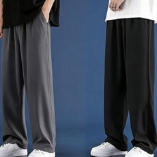 Ssysomey 1+1 남성 시원한 루즈핏바지 여름 솔리드 작업 심플 빅사이즈