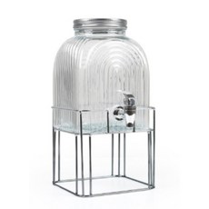 크린리빙 실버 아치형 주스 대용량 음료 디스펜서 카페 유리 물병 3L, 1개