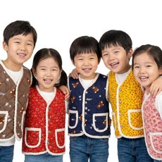 포근한 양털안감 아동 누빔 조끼 55-95사이즈 밧줄조끼 김장조끼 보온조끼