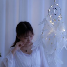 라이트캐처 드림캐처 LED 감성조명 무드등 펜던트 세트 캠핑 차박 선물용, 화이트