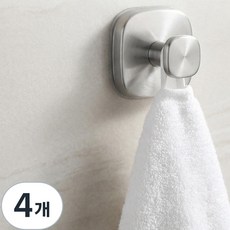 무타공 부착 흡착식 모던 무광 스텐 후크 걸이 실버 2개입, 4개, 스테인리스 본색