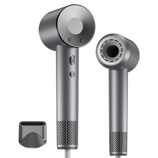 RichMagic 초고속 음이온 무엽 드라이어 12가지 모드 BLDC 가정용 드라이기 1600W+자기흡입노즐, 아이언 블랙