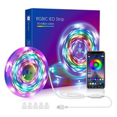 RGBIC幻彩LED燈條 5米 APP控制 USB供電 5050流水跑馬燈 電競氣氛燈 居家裝飾, 1個, 5米_USB幻彩燈帶, RGB