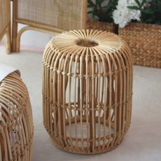 라탄 카페 원형 원목 스툴, 내츄럴, 1개, 스툴/화장대의자