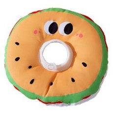 숑숑펫 애완동물 끈조절 푹신 햄버거 넥카라, 1개