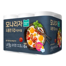 모나리자 프리미엄 도톰한 3겹 천연펄프 키친타올 160매, 6개