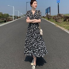 쇼핑월드 출산 후 나들이 수유복 원피스 프렌치 플라워 Y1002