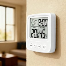 오토림 디지털 온습도계 LCD 대화면 알람기능 거치대+벽걸이 초정밀탁상형, 1개, 화이트 (건전지 미포함)