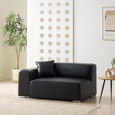 쏘즈 SSOZ 베니 2인용 가죽 소파, 좌형, 블랙