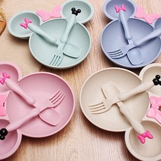 퍼스트픽 4P구성 유아 캐릭터 식판 접시 포크세트 안심 PP 소재 아기 어린이 식기, 1세트, 식기세트, 블루4개