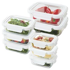 네오플램 클린 내열유리 반찬통 밀폐용기세트 400mlx3p+640mlx3p+1100mlx2p 8p, 1세트