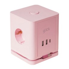 지클럭커 멀티마스터 롤플러스 큐브 3구 고용량 4000W C타입 USB 멀티탭 LP706PD, 1개, 큐브형 3구 핑크, 1.5m