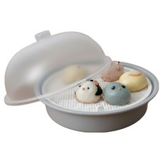 안디아모 국산 전자레인지 찜기 전자렌지 만능 찜기 세트 호빵 고구마 양배추 찜기 세트, gray, 1개