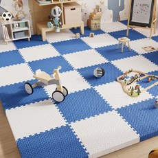 맥맨 두툼한 퍼즐매트 층간소음 위험 방지, 16개, 화이트+블루