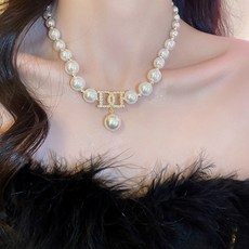 FANSYLI 진주목걸이 진주목걸이 14K도금 진주목걸이 고급 럭셔리 이니셜목걸이0110F01