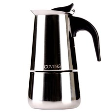 인덕션 가능 스텐 모카포트 카페 에스프레소 추출 커피메이커, 실버4컵, 단일