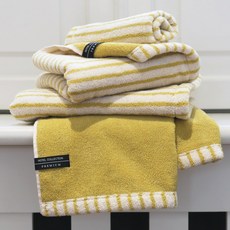 송월타올 스트라이프 줄무늬 수건 220g 570GSM, 5개, 베이지