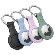 Glorix 에어태그 키링 airtag 케이스 홀더 4종 세트, 블랙/블루/그린/퍼플, 1개