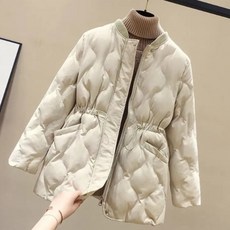 패션고리 여성 라운드넥 허리라인 퀄팅 누빔 패딩 점퍼 H148