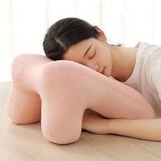 에브릭 엎드려자는 망막 수술 베개 쿠션 사무실 낮잠 안면 구멍난, 1개, 핑크